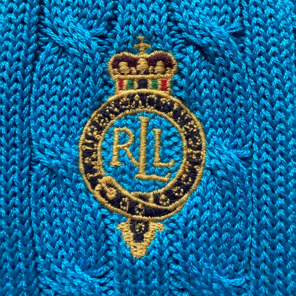 Ralph Lauren Active Cotton V-neck Preppy Cable Knit Sweater - Picture 3 of 12